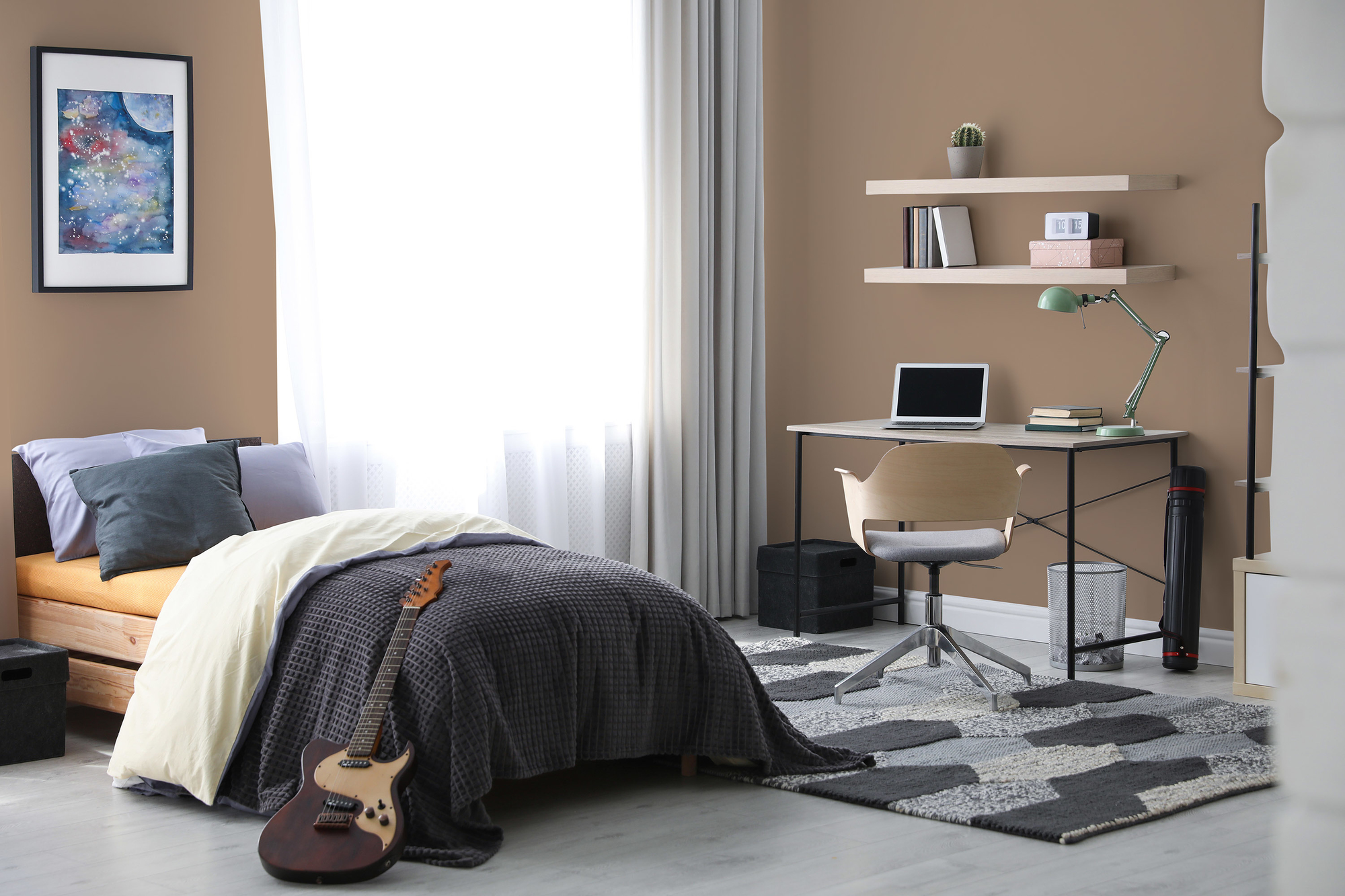 Photo numéro 2 d'une pièce avec un mur peint avec la peinture  Puro marron soothing brown - c7018