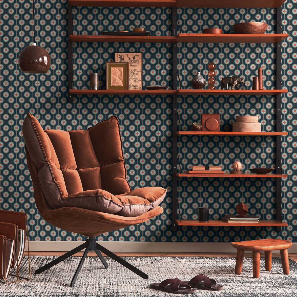 Papier peint Rond Art Déco rose bleu - Retro Chic d'A.S. Création AMB2 | Réf. AS-395371