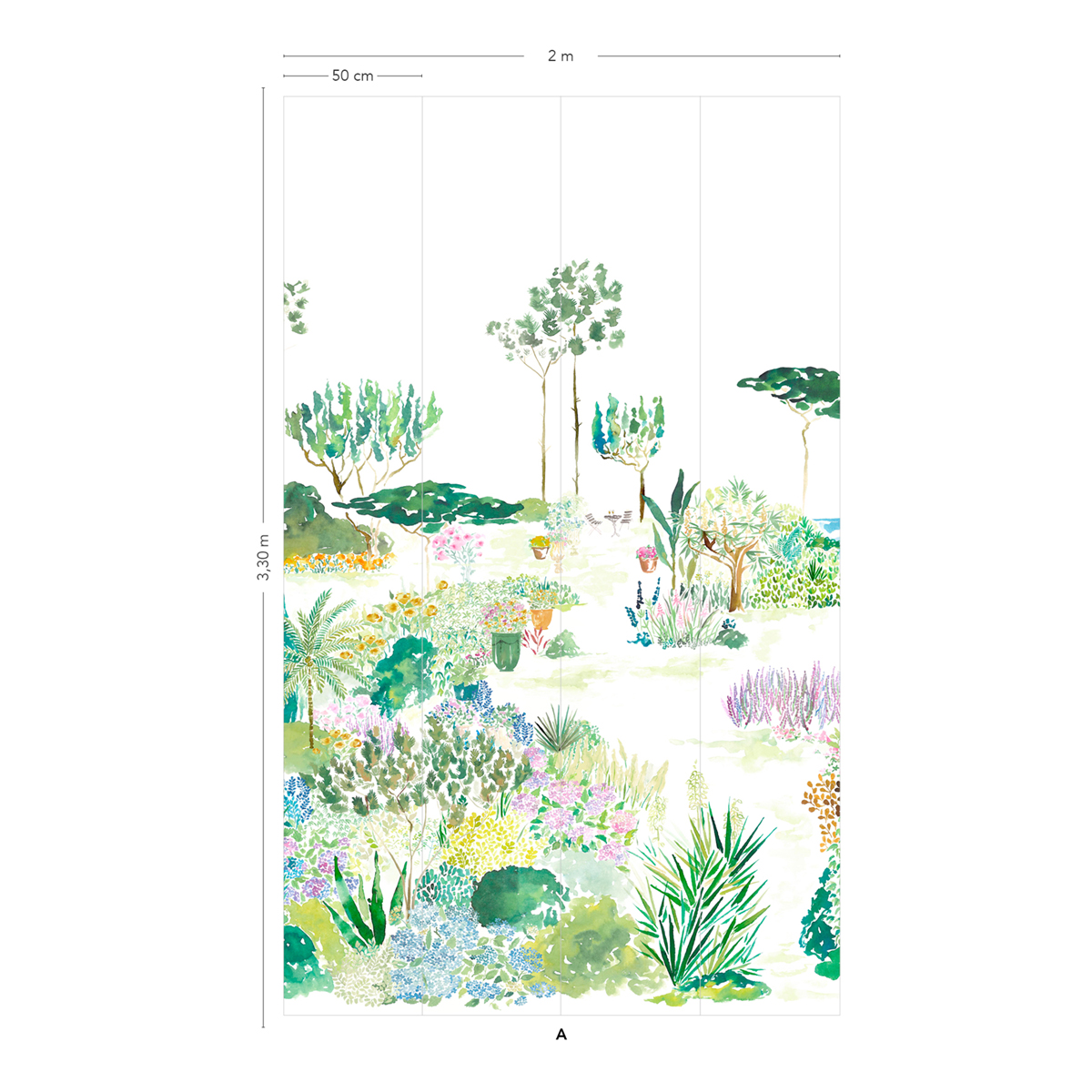 Papier peint panoramique Jardin de France Original A - 1/2/3/4 - Isidore Leroy