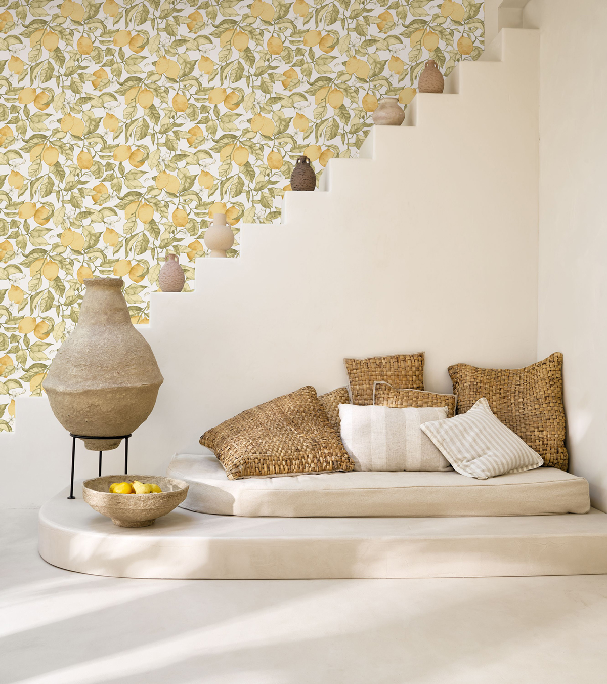 Papier peint Citronnier Contemporain jaune citron blanc - Soliflore de Casadéco | Réf. SOLI200277227