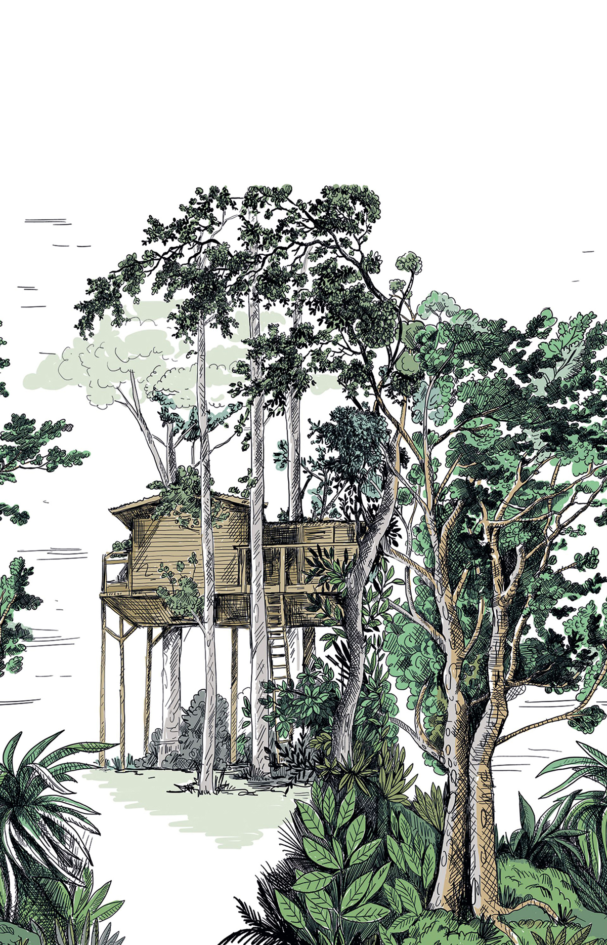 Papier peint panoramique Paysage The Garden Shed vert L 200X310 - Green Life 2 de Casélio | Réf. GNL2105420404