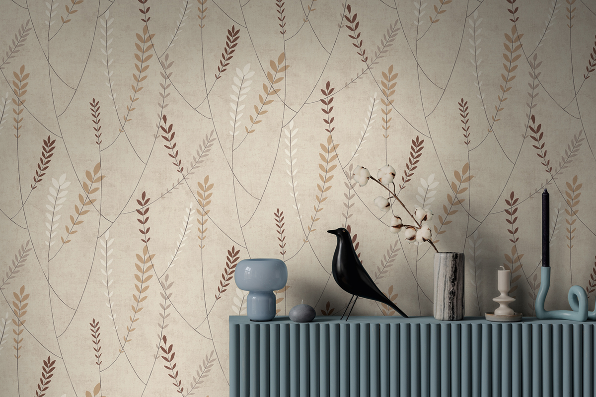 Papier peint Scandinave Plumeria brun écru - Nordic Feeling d'A.S. Création AMB2 | Réf. AS-791461