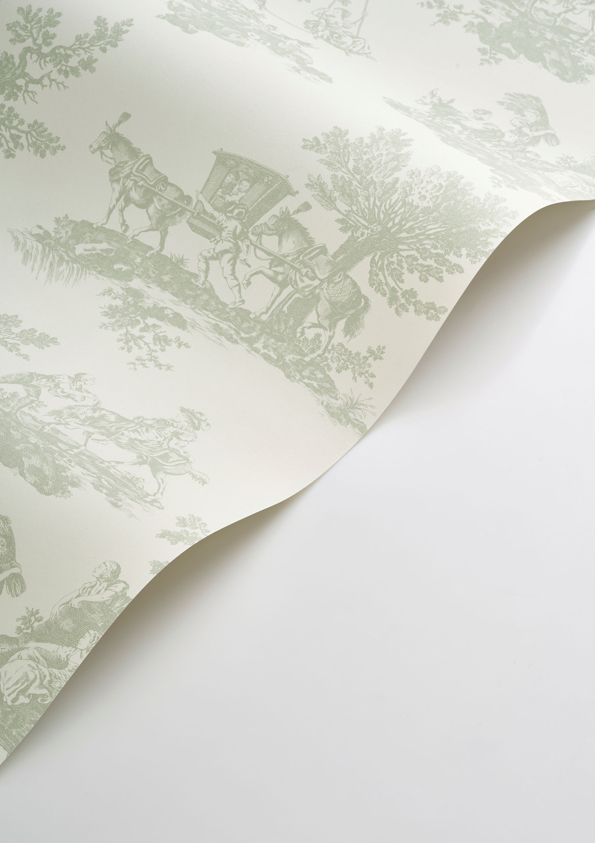 Papier peint Classique Cadence vert amande - Les Belles Toiles De Jouy 2 de Casadéco VAGUE | Réf. BTJD201697117