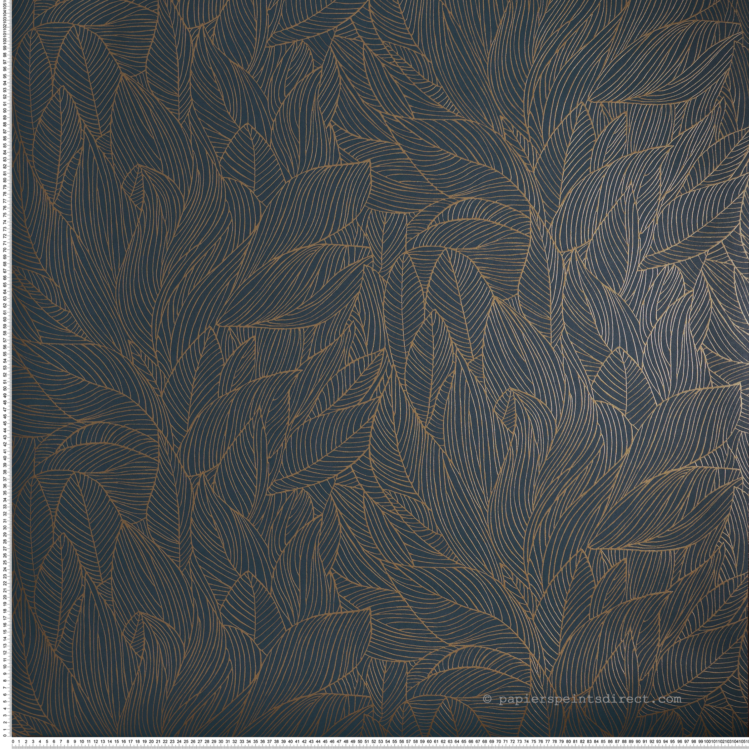 Papier peint Nervure de Feuille Hosta bleu marine doré - Jardin Félicia de Casamance | Réf. CAS-76602752