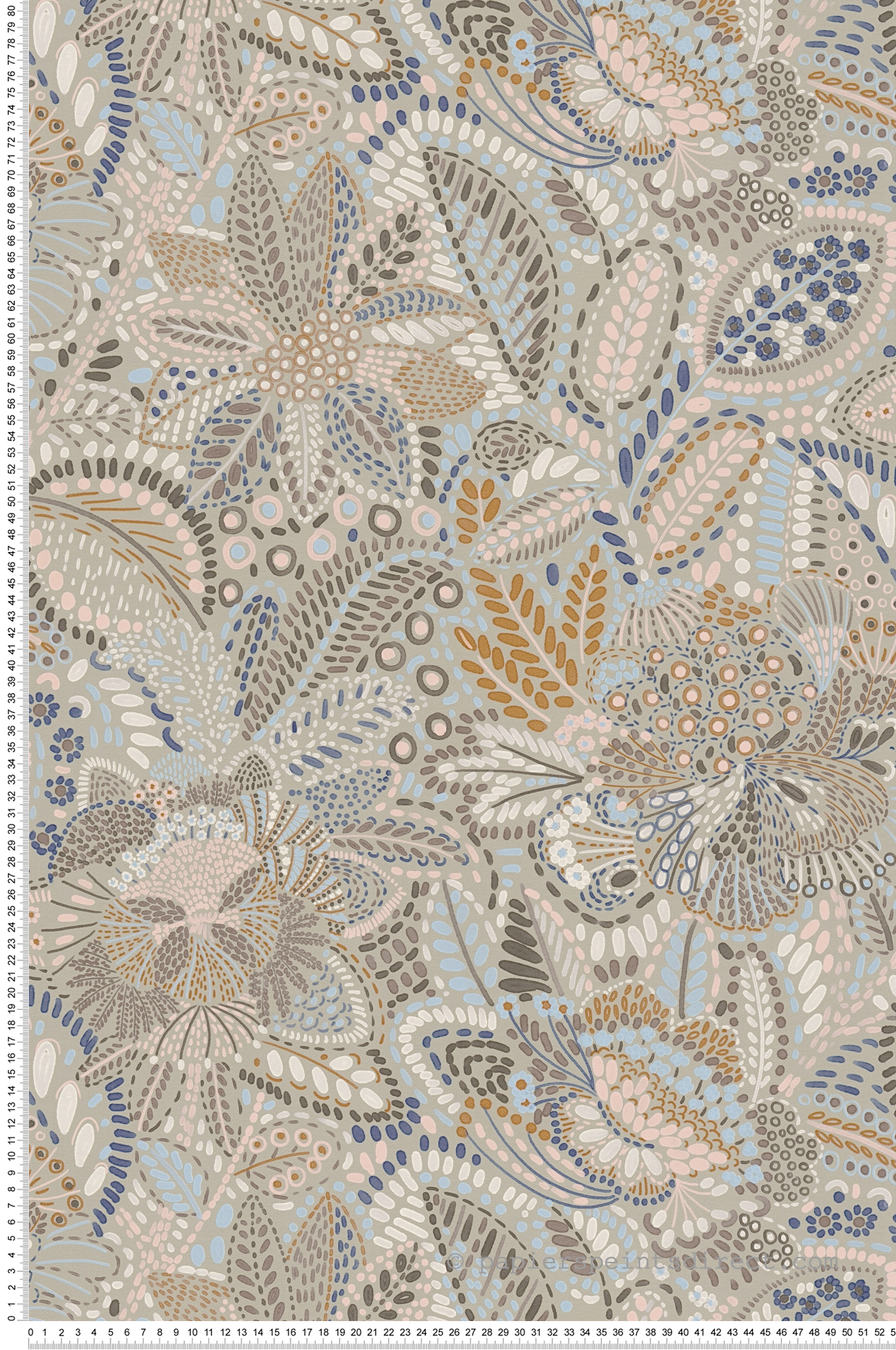 Papier peint Végétaux Mosaica gris rouge - Cuba 2 d'A.S. Création | Réf. AS-780255