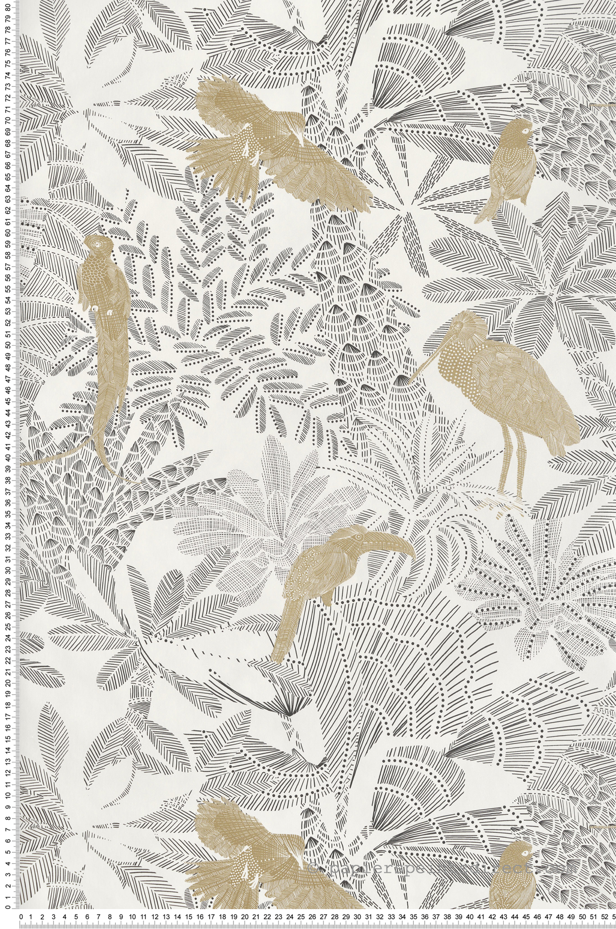 Papier peint Oiseaux Feuille Riviera blanc doré - Moonlight 2 de Casélio AMB | Réf. MLGT104269911