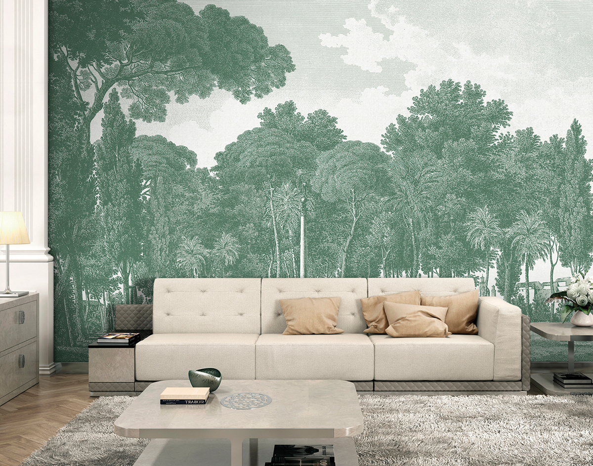 Papier peint panoramique Forêt Alameda vert - Panorama 2 de Lutèce | Réf. LTC-PAN1623C
