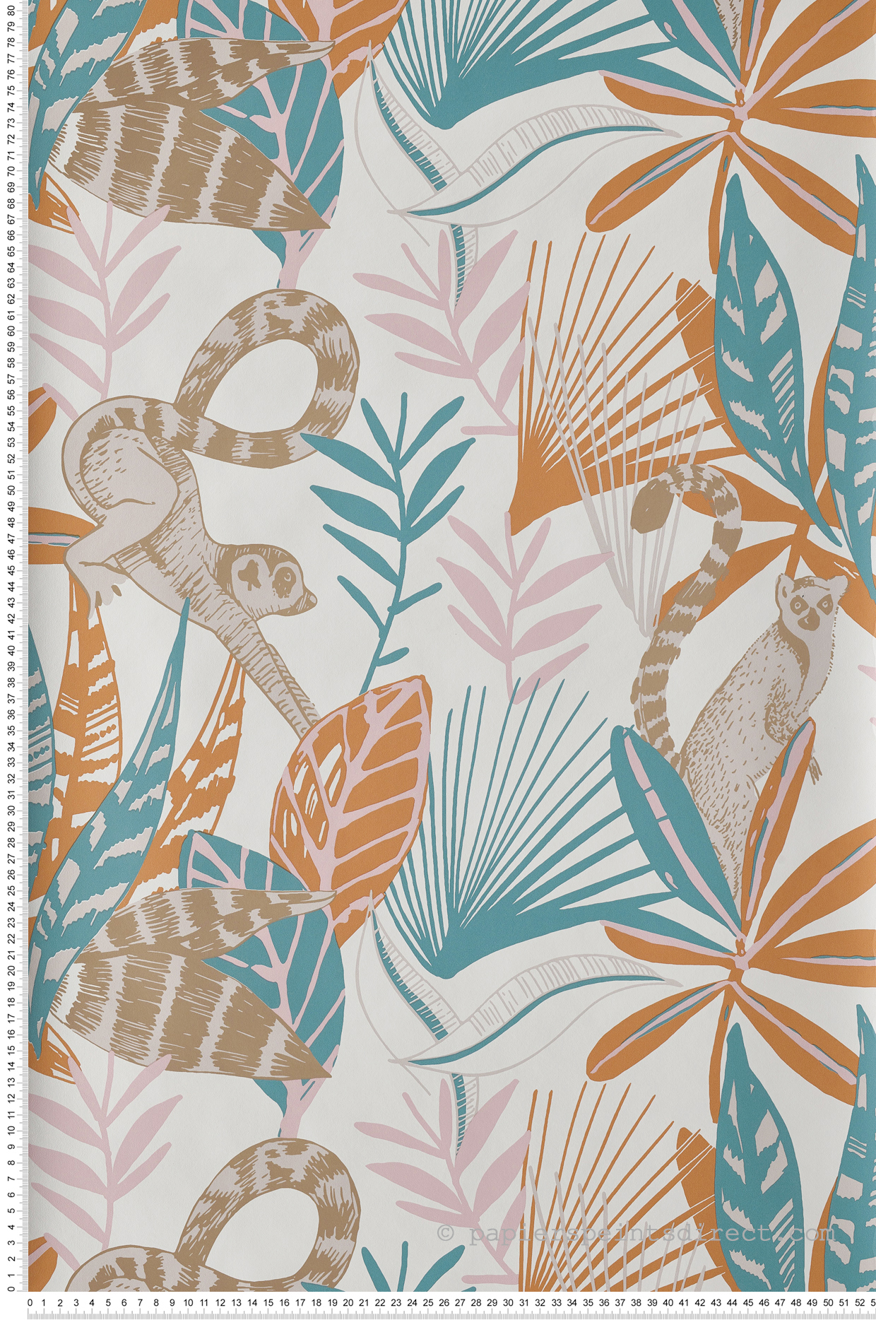 Papier peint Lémurien jungle Madagascar multicouleurs - L'odyssée de Casélio | Réf. OYS101403211