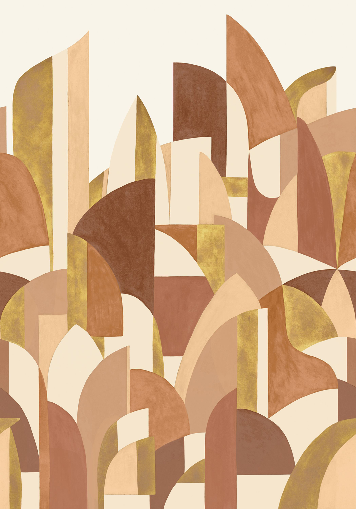 Papier peint panoramique Géométrique Pablo terracotta doré - Panoramas 4 de Casamance | Réf. CAS-A74882650