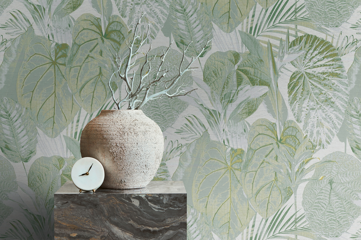 Papier peint Feuilles Palmes Colosia vert - Famous Garden d'A.S. Création | Réf. AS-393554