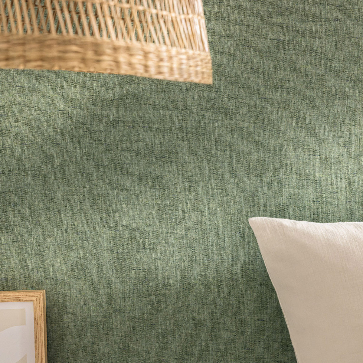 Papier peint Faux Uni Tissage vert bleu - Art of Botany de Casélio AMB2 | Réf. AOB103227660