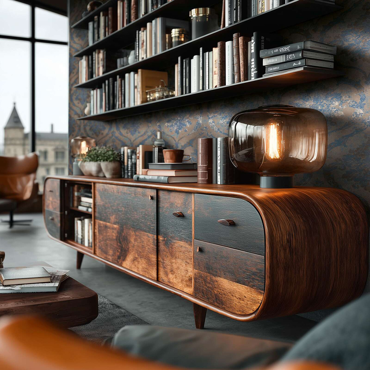 Papier peint Damassé Classique bleu doré - Vibes & Styles d'A.S. Création AMB4| Réf. AS-790191