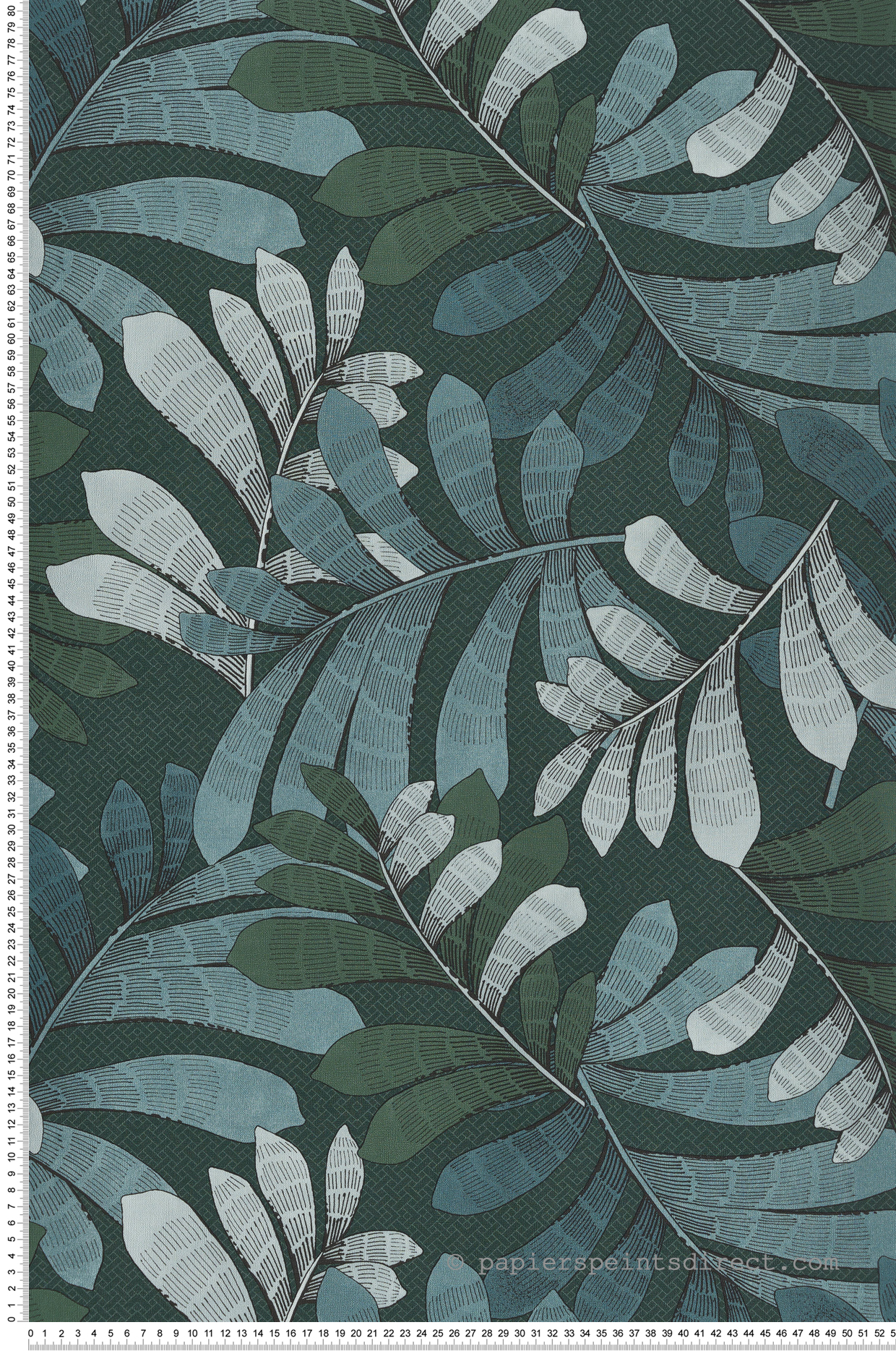 Papier peint Feuille Géométrique Emile bleu paon - Villa Rosalie de Lutèce | Réf. LTC-51223514