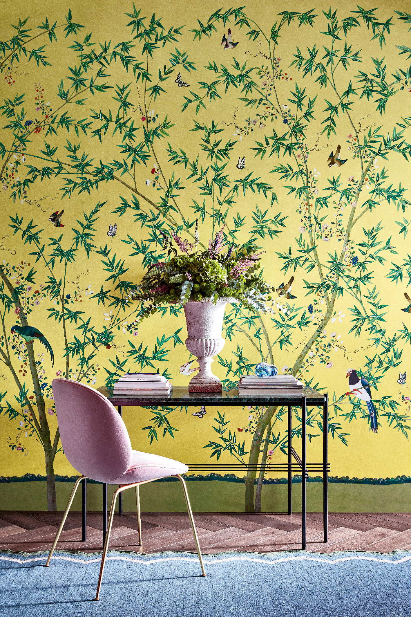 Papier peint panoramique oiseaux Belton Scenic Sunbeam - National Trust Papers de Little Greene 3 | Réf. 0245BSSUNBE