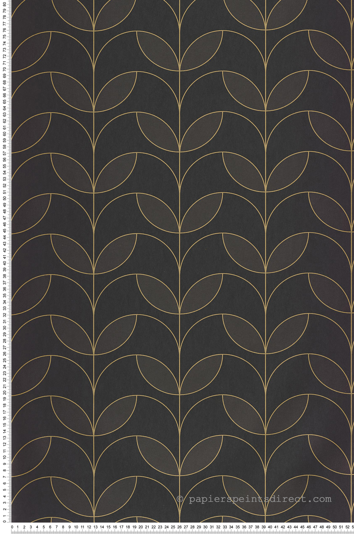Papier peint Tulipe Art Déco Mistinguett anthracite doré - Années Folles de Casadéco | Réf. ANFO201029830