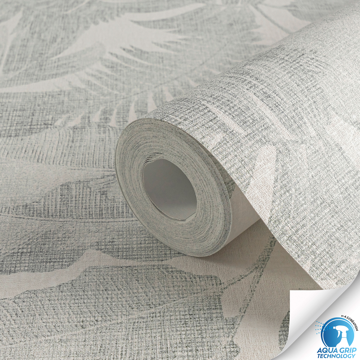 Papier peint préencollé Jungle Tropicale vert fond blanc - Designdrop d'A.S. Création ZOOM ROLL | Réf. AS-784981