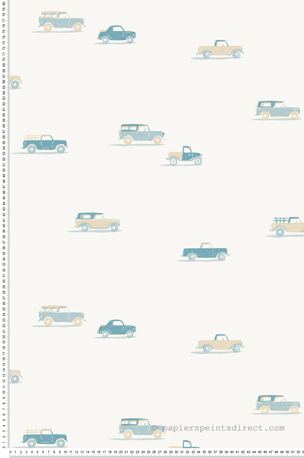 Papier peint Voiture Pick Up bleu beige - Happy Kids Club de Casélio | Réf. HKC107570618