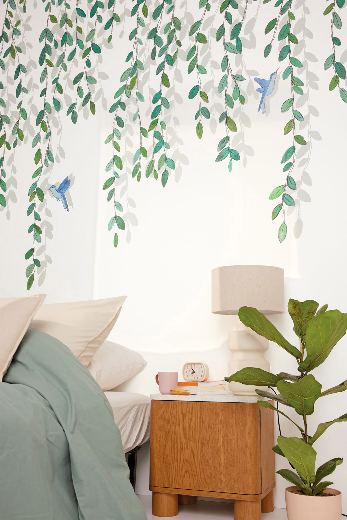 Papier peint panoramique Oiseau Feuille Birdy vert M 200X280 - Green Life 2 de Casélio | Réf. GNL2105400403