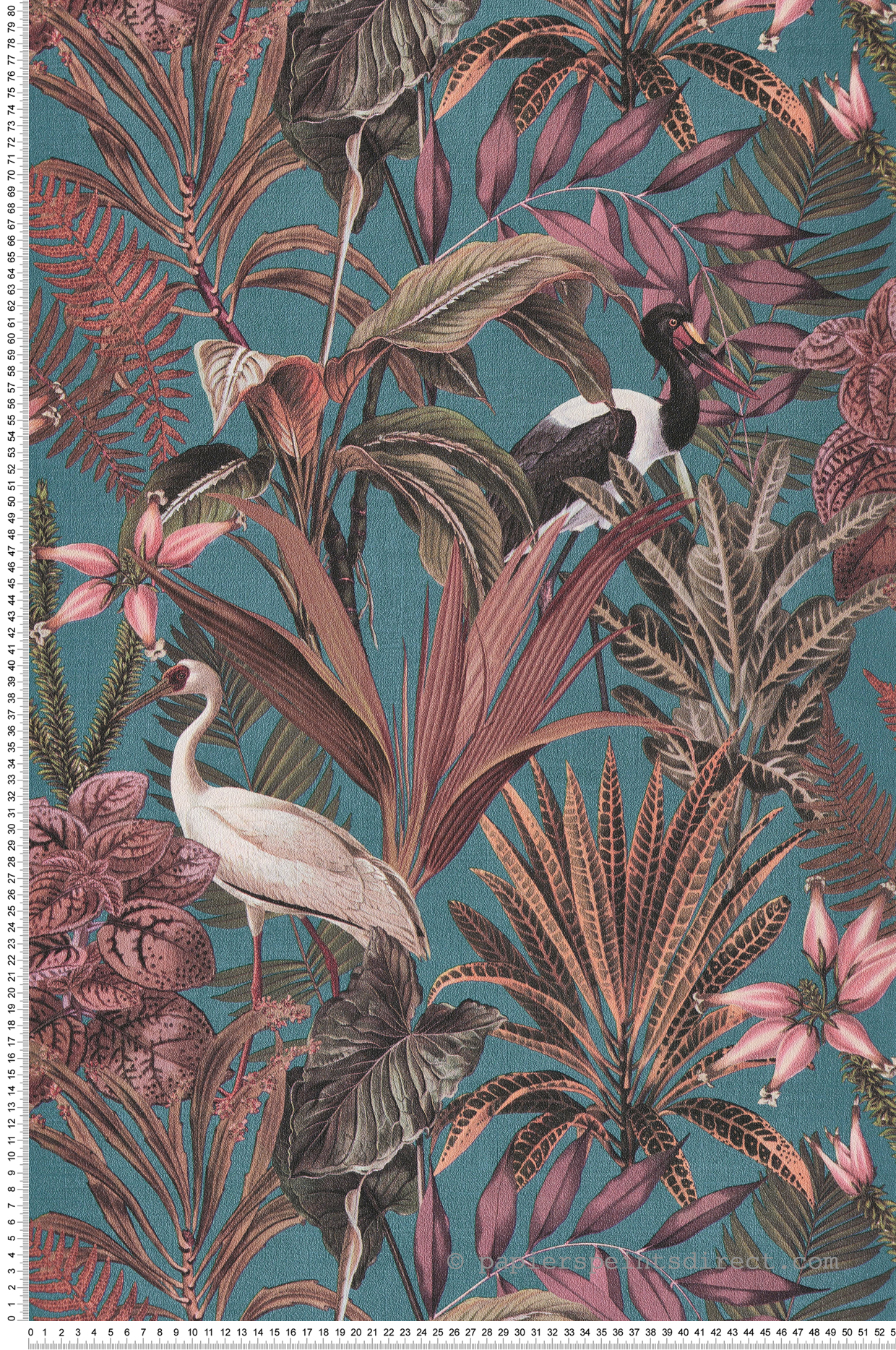 Papier peint Oiseau Jungle bleu paon prune - Shamal de Montecolino | Réf. MC-NHW1051