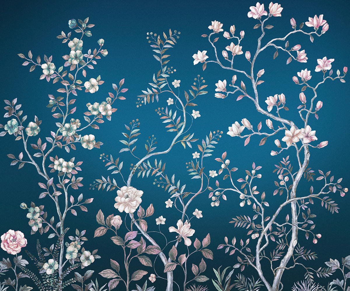 Papier peint panoramique Fleurs Aurore - Papier peint Komar Le Jardin