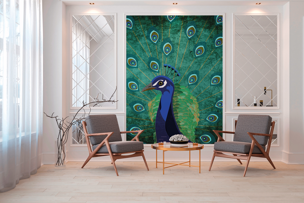 Papier peint panoramique Paon Peacock - Référence DD120045 - Intissé 200g/m2 - Standard 200 x 270