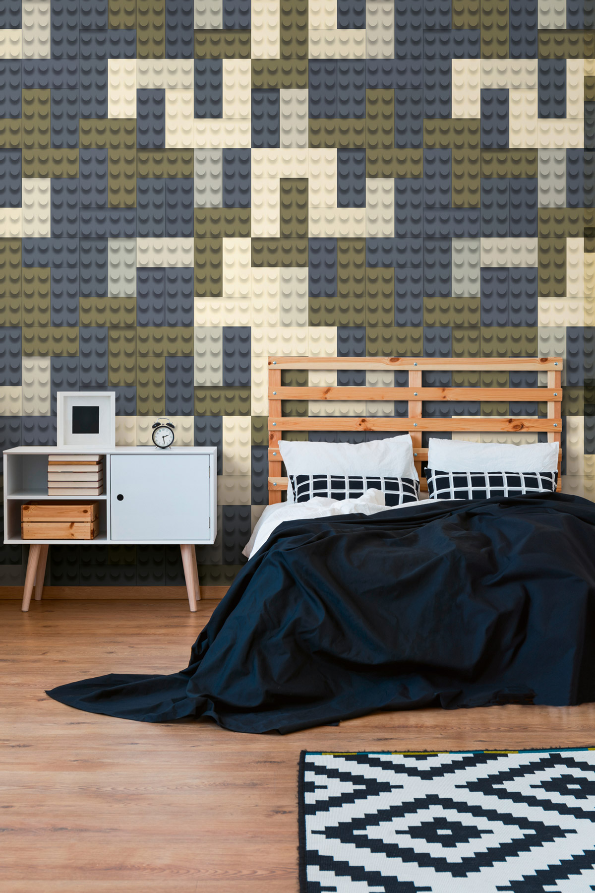 Papier peint panoramique Brique de Lego bleu vert - Lilly & Luis d'A.S. Création | Réf. AS-770651