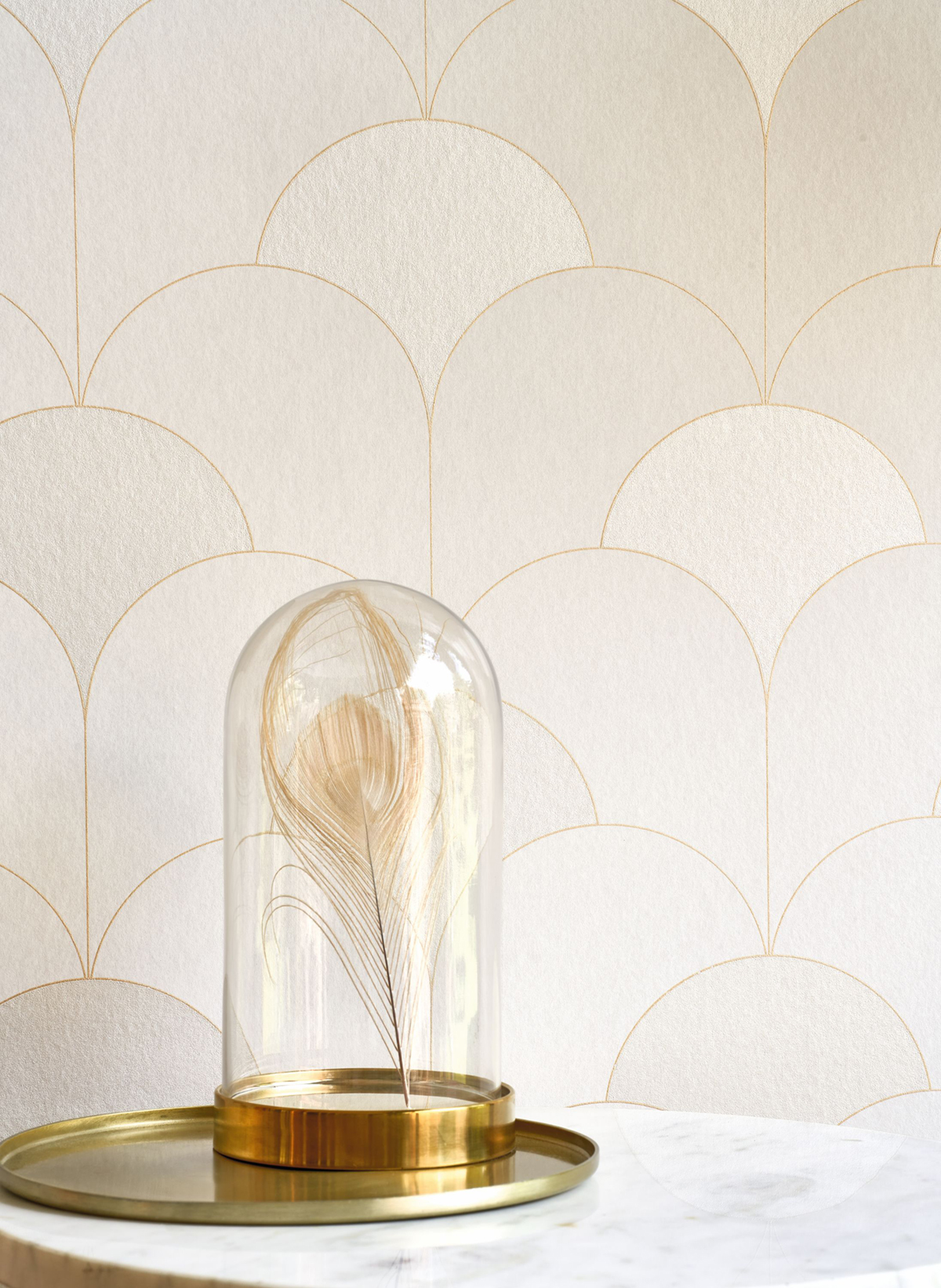 Papier peint Géométrique Art Déco Théâtre lin nacré - Twenties de Casadéco AMB2 | Réf. TWNT88681331