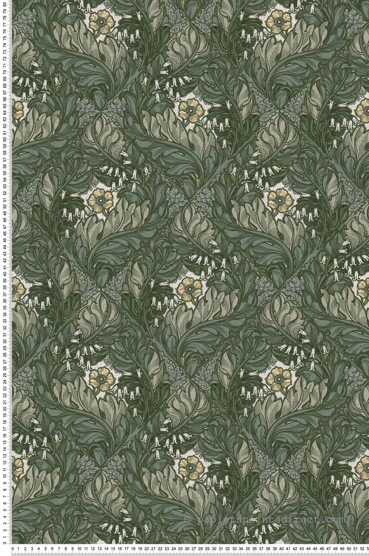 Papier peint Losange Fleuri vert mélèze - The Wall Llewelyn-Bowen de Lutèce | Réf. LTC-LB25103