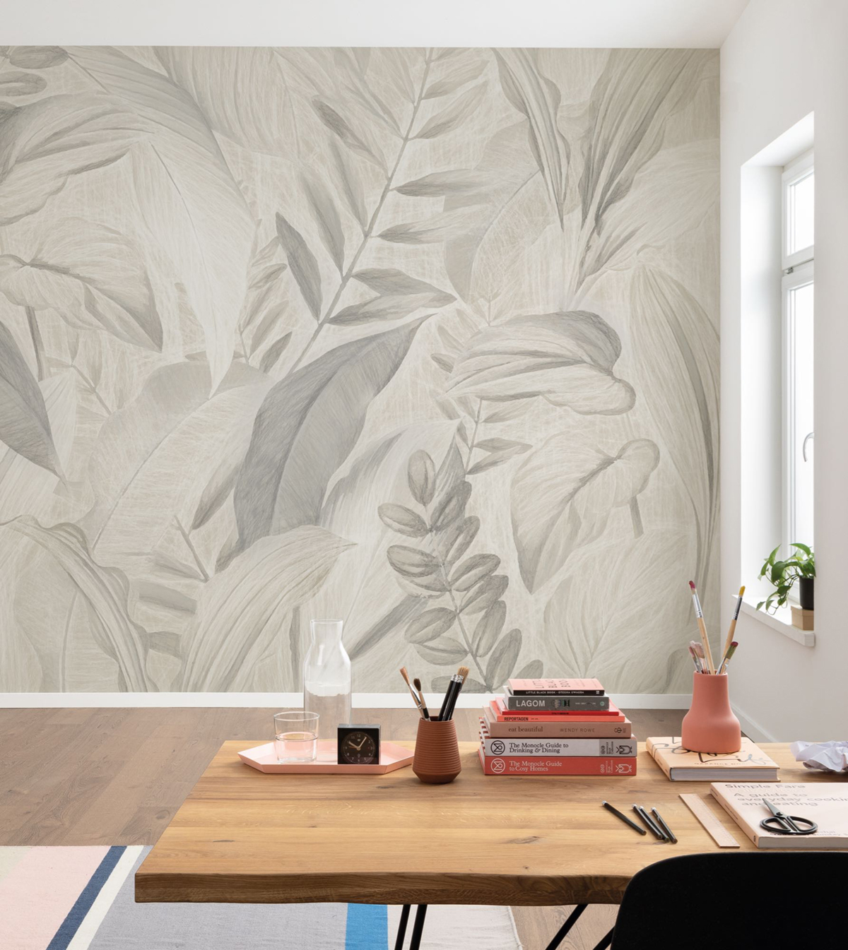 Papier peint panoramique Feuillage Tropical blanc cassé - Seasons de Komar