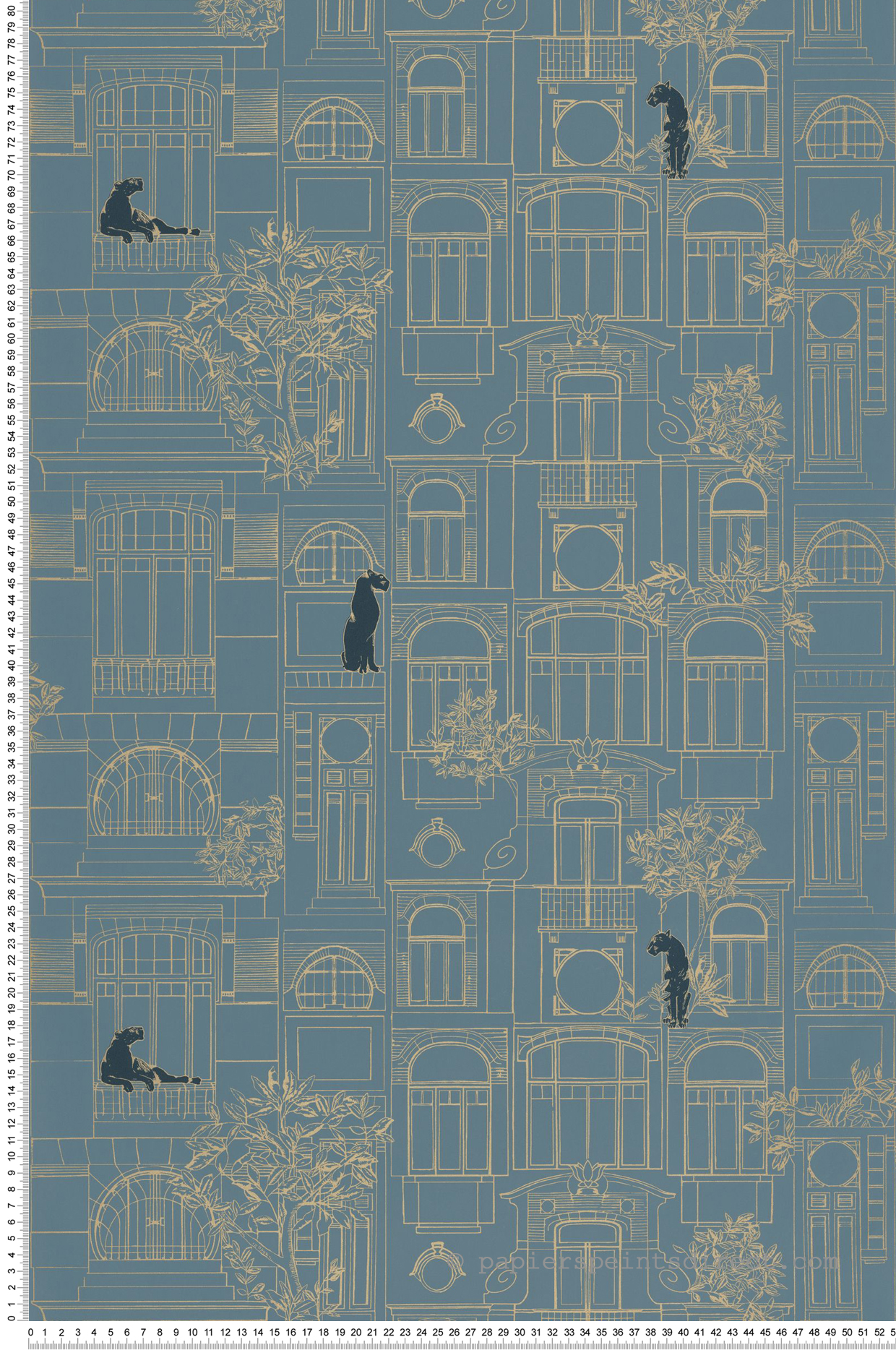 Papier peint Panthère James bleu doré - Golden Age de Casélio | Réf. GAG103786286