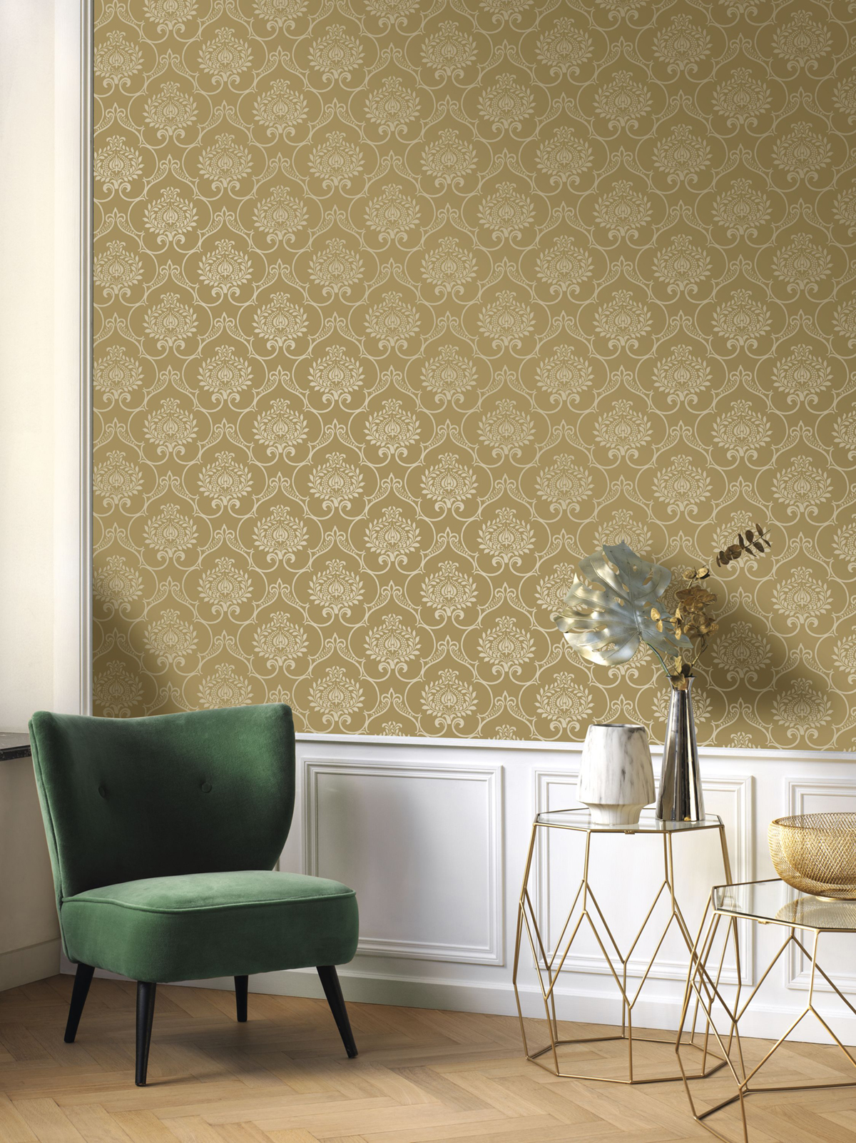 Papier peint Ornements Floraux Panache doré - Elixir de Casadéco AMB1 | Réf. EXIR202012493