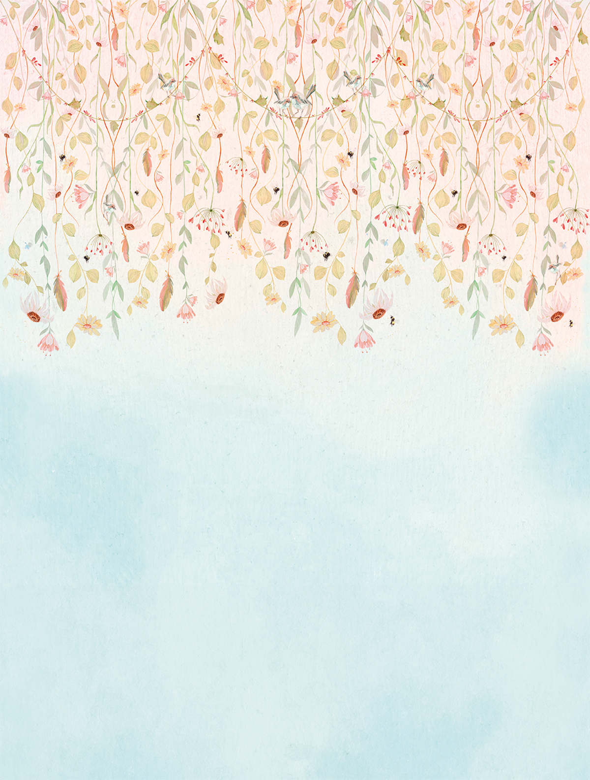 Papier peint panoramique Fleurs Fantasy bleu - Farandole de Lutèce | Réf. LTC-CW6124-1