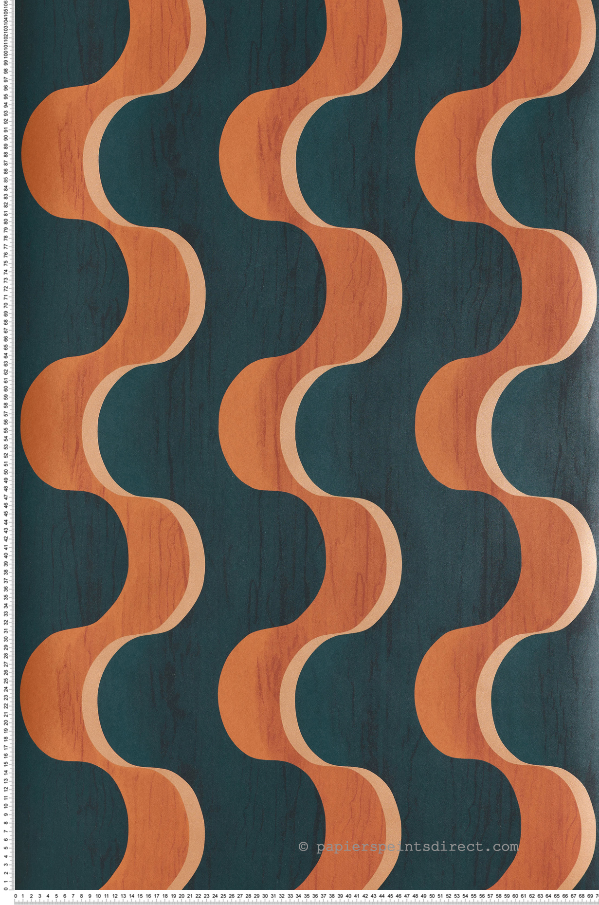 Papier peint Vague Graphique Flow orange métallisé - Rhapsody de Masureel | Réf. MAS-RHA105