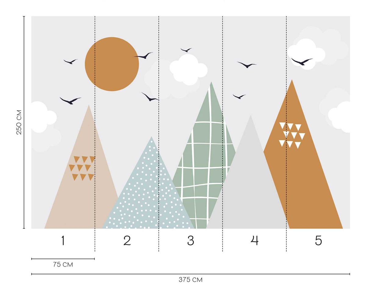 Papier peint panoramique Montagnes aux Oiseaux - Wall Love d'A.S. Création REGLE | Réf. DD129601