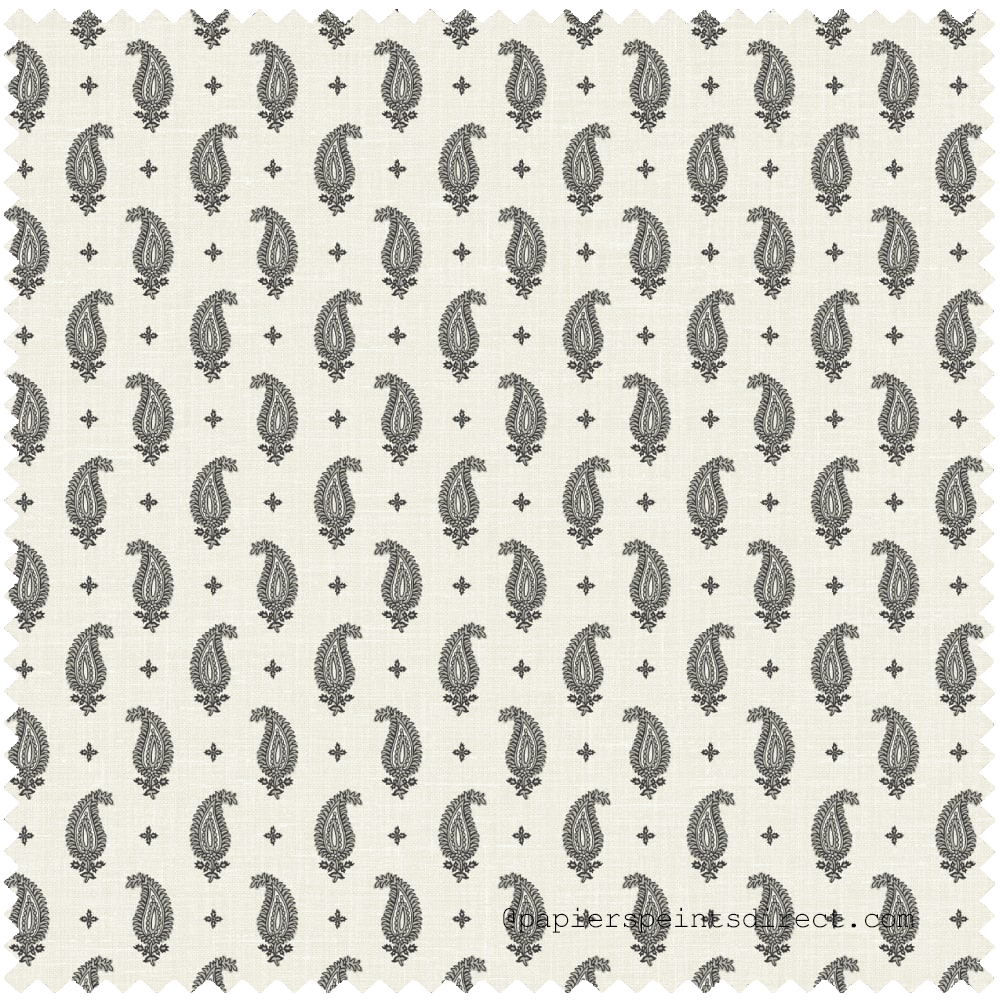 Tissu Plumetis Cachemire Maia noir blanc - French Country d'Initiales | Réf. INI-FC62700F