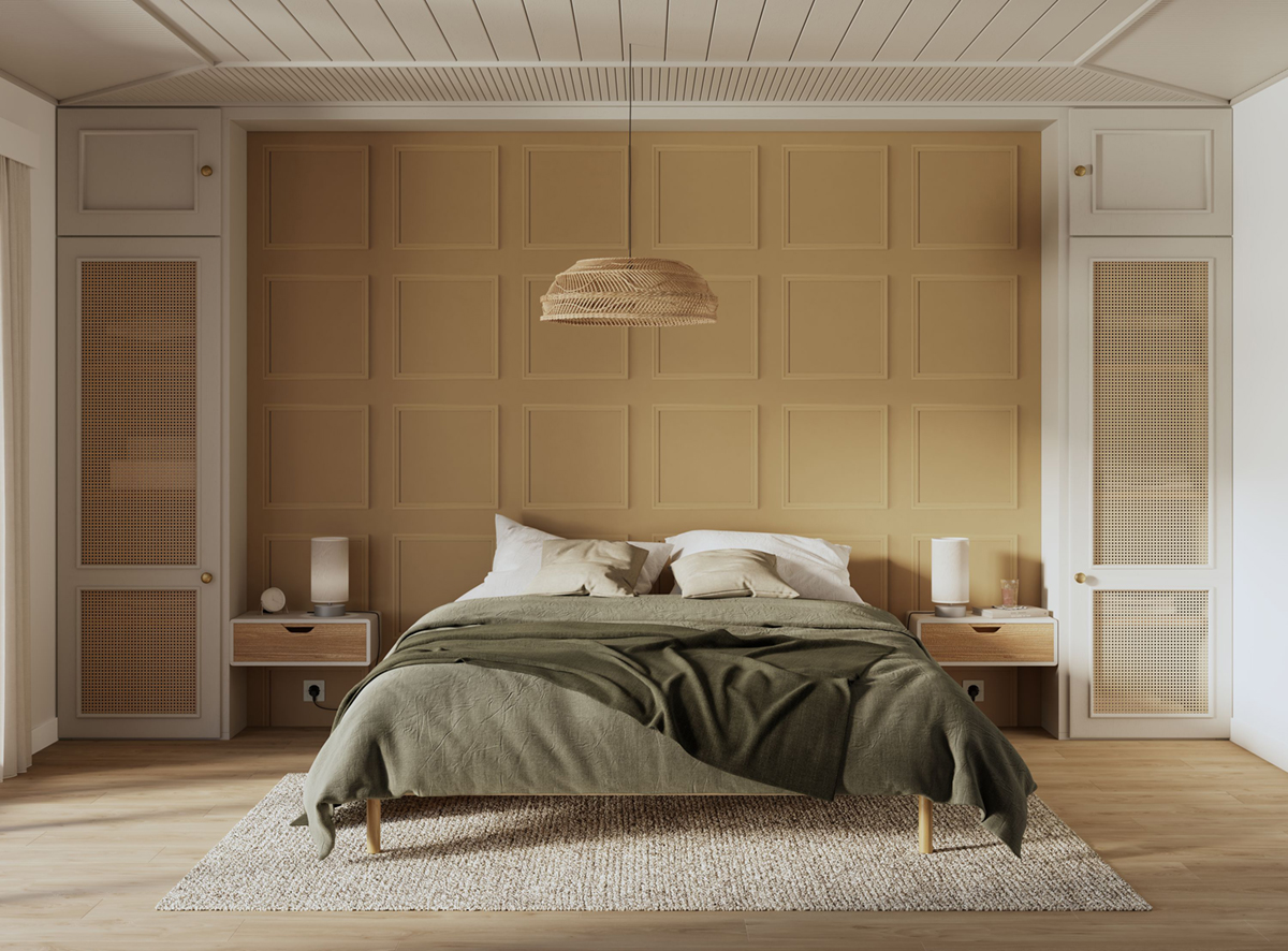 Papier peint Moulure Haussmannienne miel - Moulures & Co de Casadéco | Réf. MOCO201382222