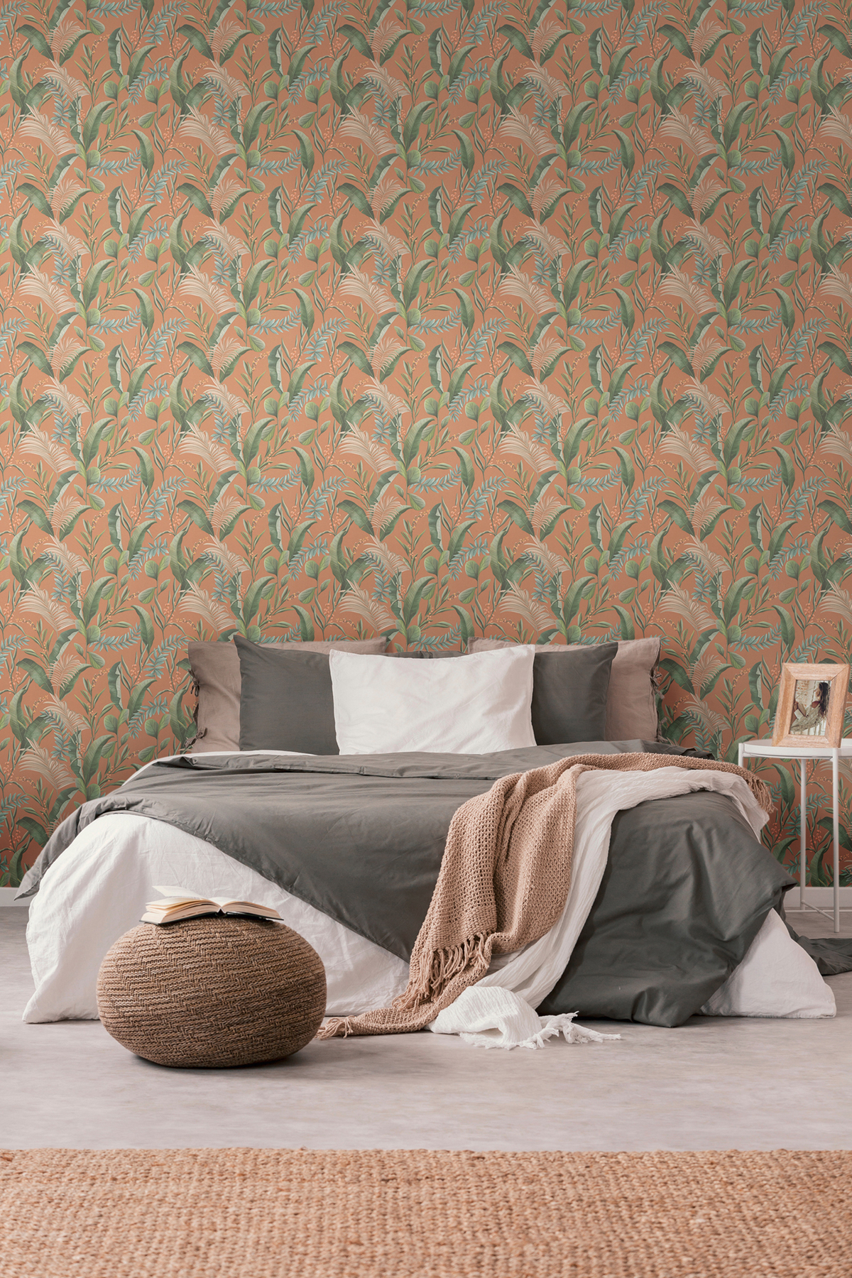 Papier peint Feuille Nature Tropical terracotta vert - Drawn Into Nature de Livingwalls AMB2| Réf. 39436-2