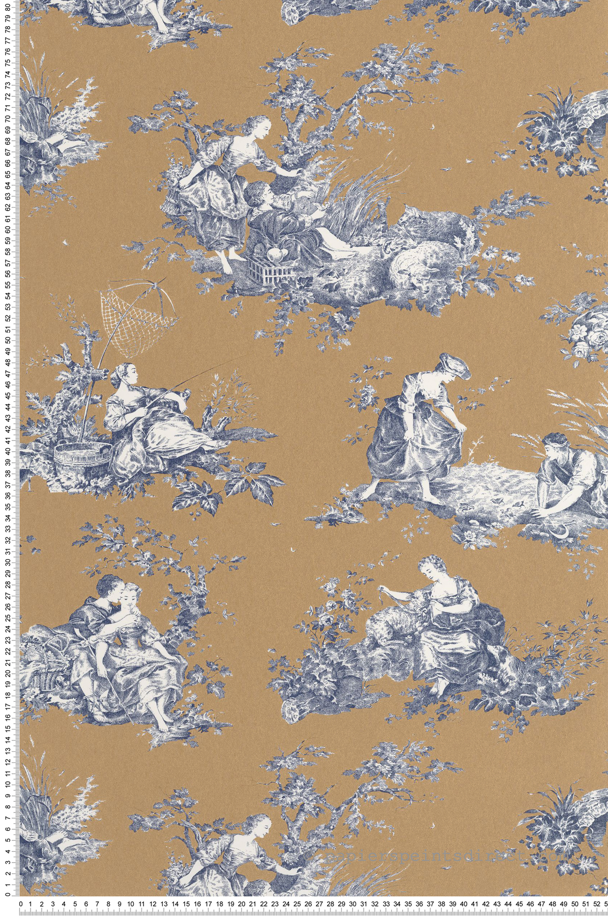 Papier peint Scene D'Été ocre brun - Les Belles Toiles De Jouy 2 de Casadéco | Réf. BTJD87912606