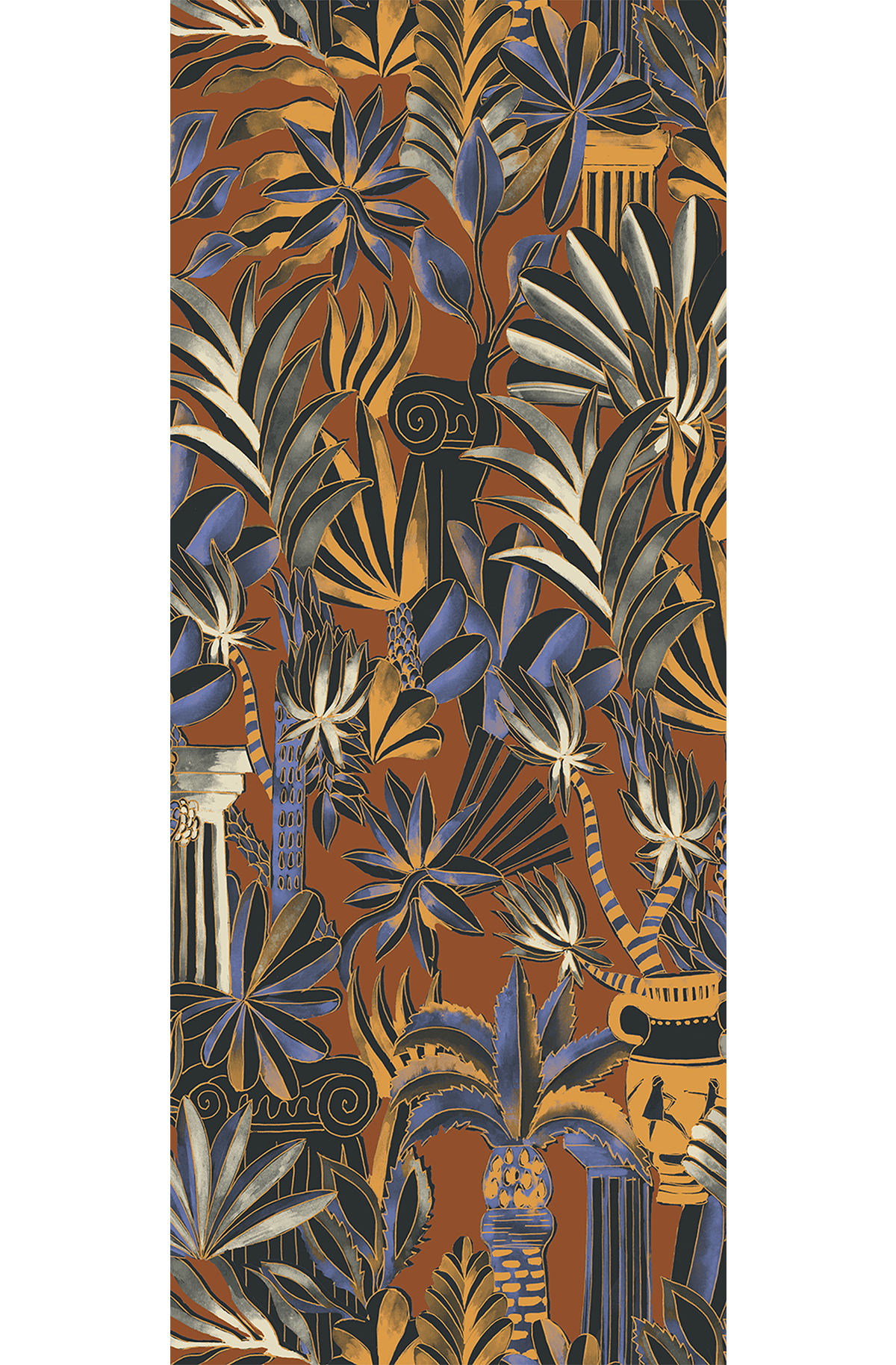 Papier peint panoramique Jungle Antique Trésor orange brique - C H260 - Wall Designs IV de Masureel | Réf. MAS-DG4TRE1033-260