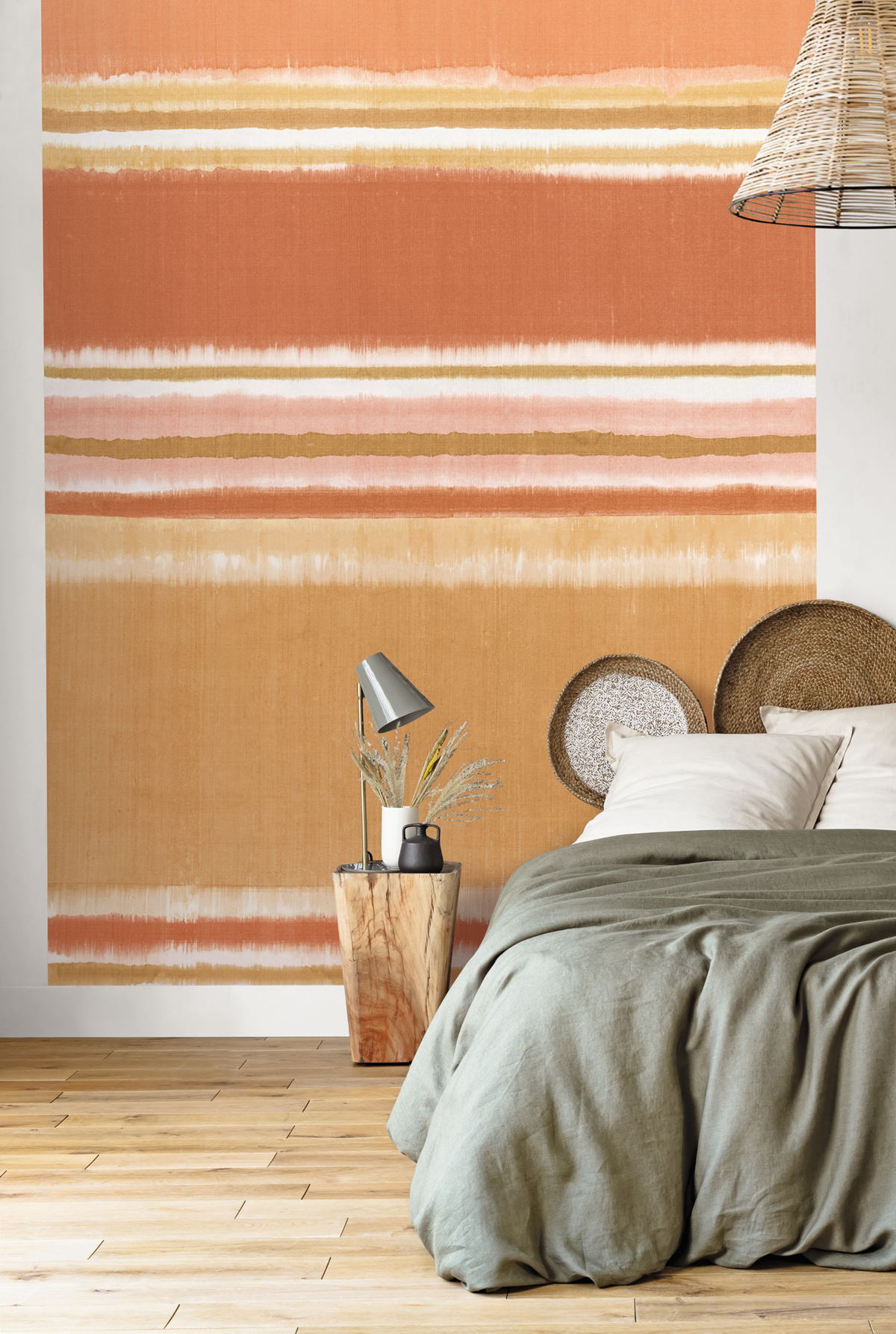 Papier peint panoramique Lovely Tie & Dye terracotta M 200X280 - Pimp My Wall de Casélio | Réf. PMW104873403