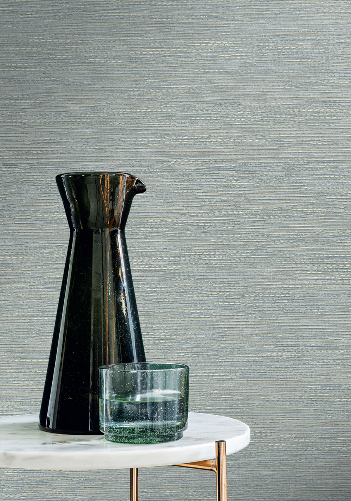 Papier peint Faux Uni Tissage Tatami bleu froid - Le Jacquard de Casamance AMB2| Réf. CAS-C75343874