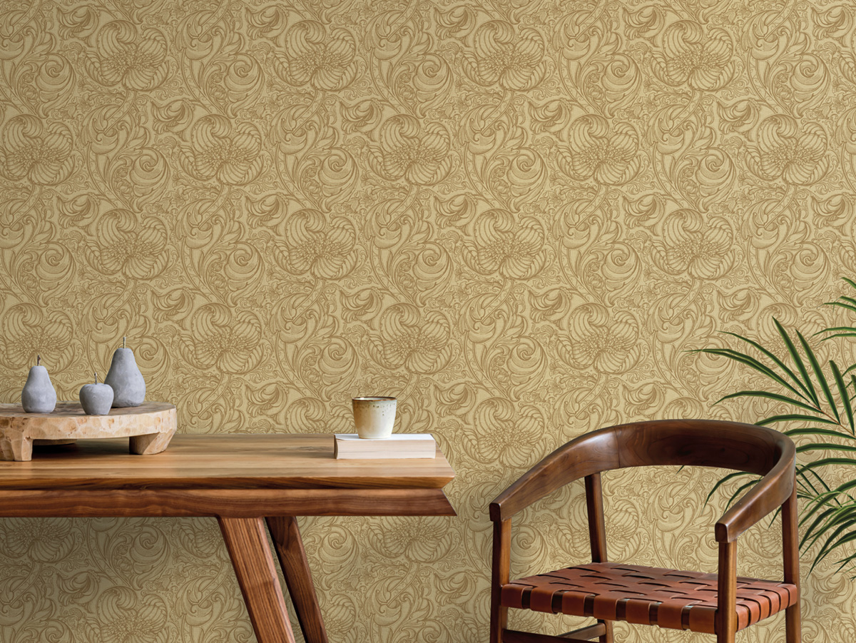 Papier peint Entrelacs Tulipe Lys jaune - The Wall Llewelyn-Bowen de Lutèce | Réf. LTC-LB25113