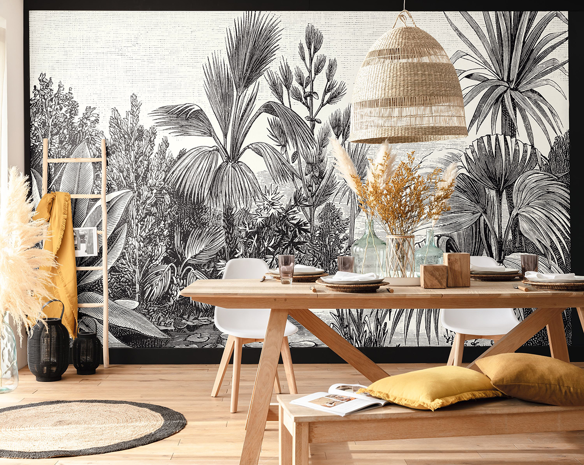 Papier peint panoramique Tropical Balade Sauvage noir et blanc - Beauty Full Image 2 de Casadéco | Réf. BFM102609009
