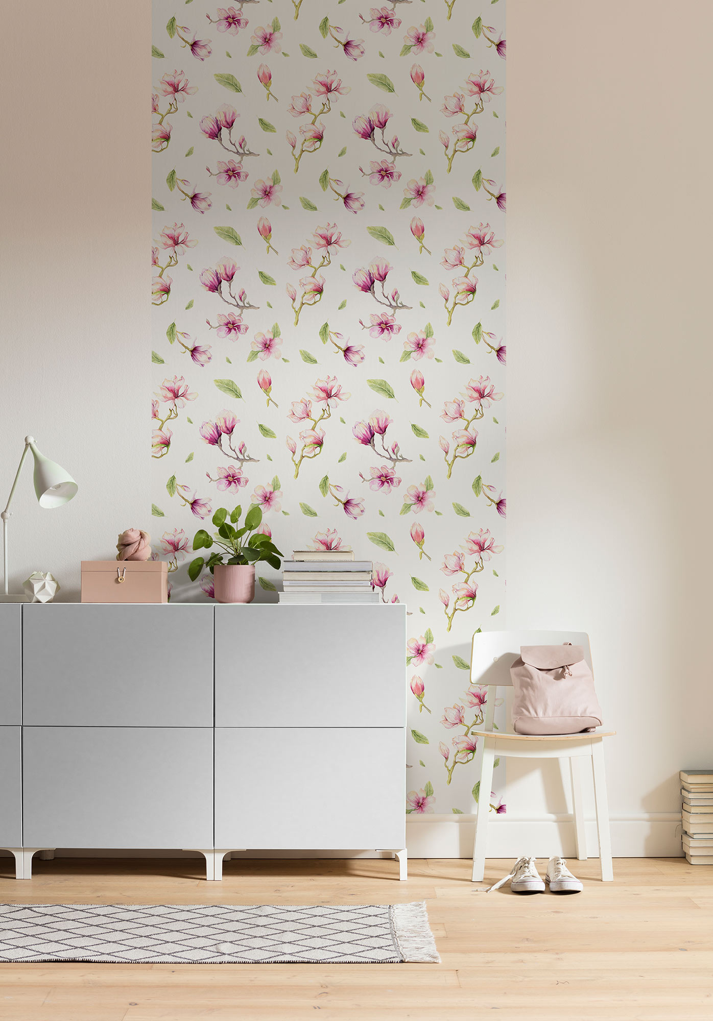Papier peint fleurs Magnolia Rapport Panel - Papier peint lé unique Komar