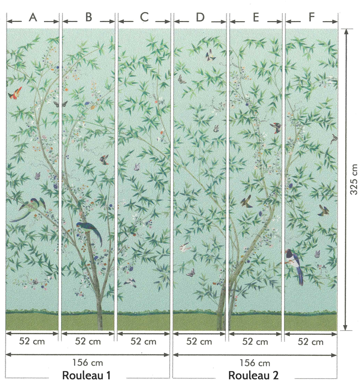 Papier peint panoramique oiseaux Belton Scenic Pavilion - National Trust Papers de Little Greene 2 | Réf. 0245BSPAVIL