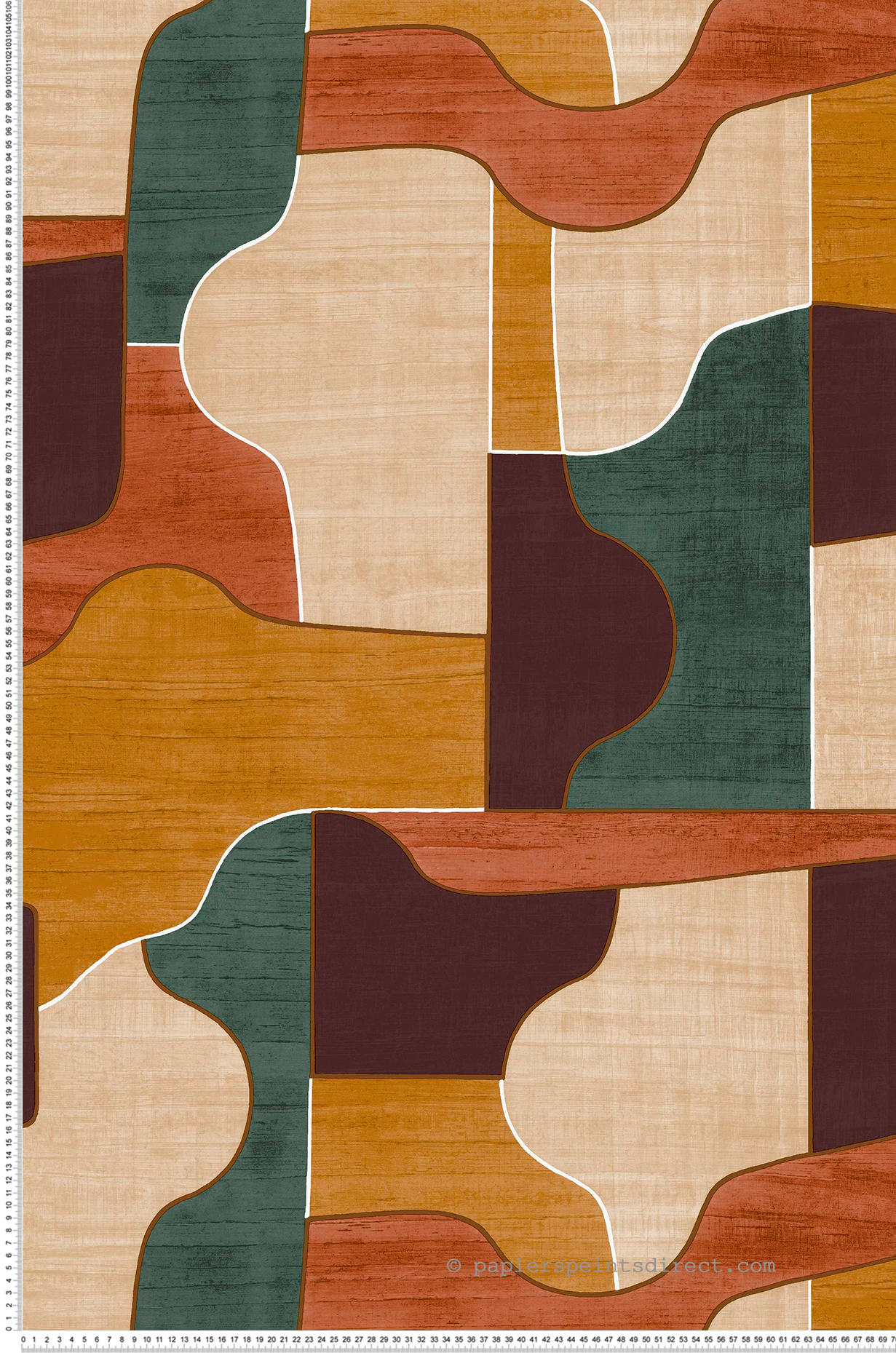 Papier peint Graphique Modernismo Puzzle bleu canard ocre - Modernismo de Casamance | Réf. CAS-76820202