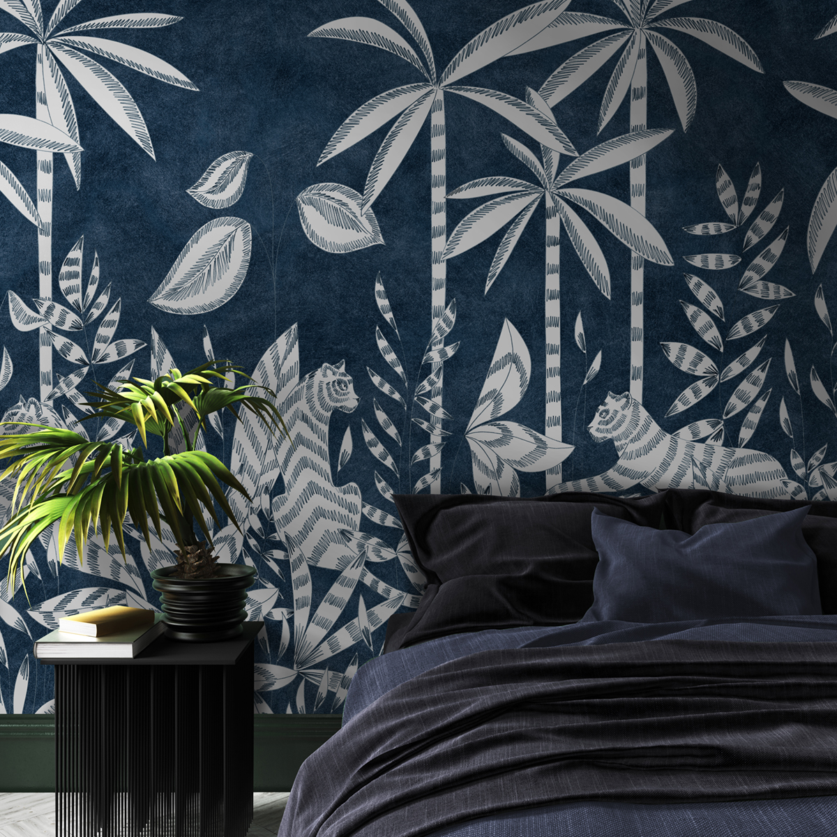 Papier peint panoramique Paradis des Tigres Nocturne A+B+C - 1/2/3/4/5/6/7/8/9 - Isidore Leroy AMB