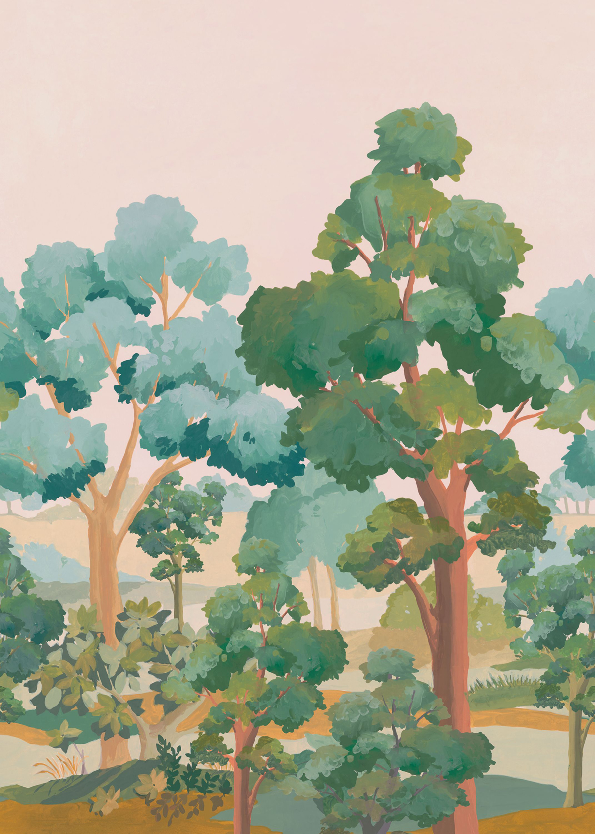 Papier peint panoramique Forêt l'Été Indien vert M 200X280 - Balade de Casélio | Réf. BLD106157703