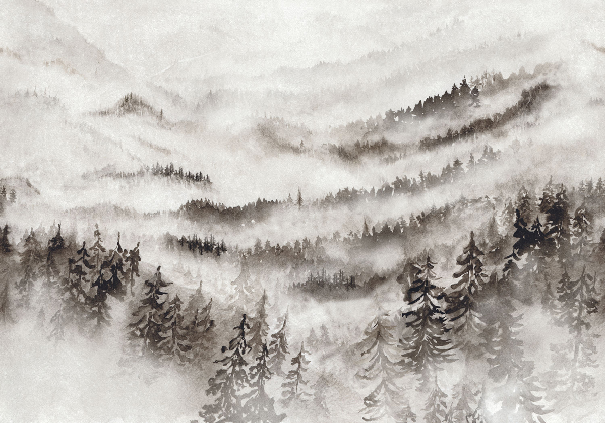 Papier peint panoramique Montagne Morning Mist M gris 400X280 - Wonderwalls 2 de Casadéco | Réf. WDWD200189111