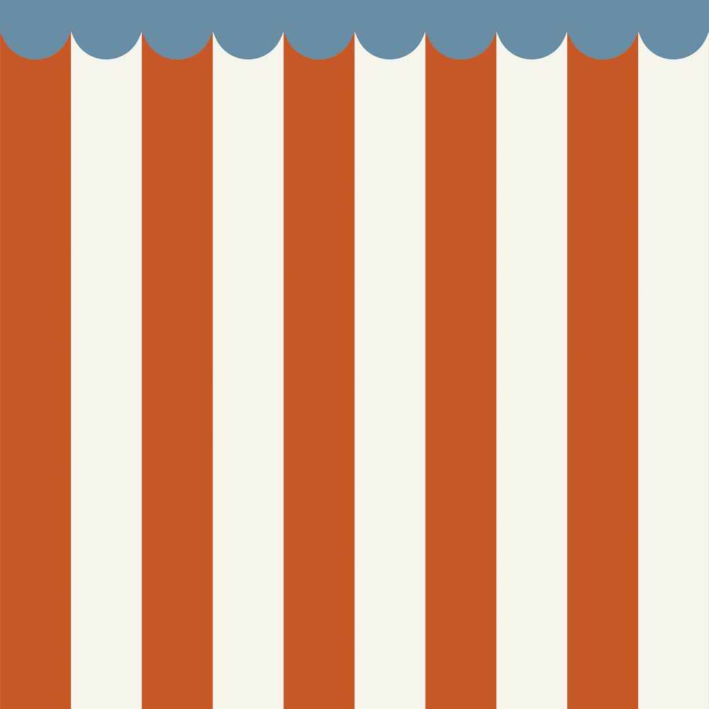 Papier peint Soubassement Rayures Happy Circus rouge - Happy Circus Rouge Bleu Blanc de Casélio | Réf. HKC107720864